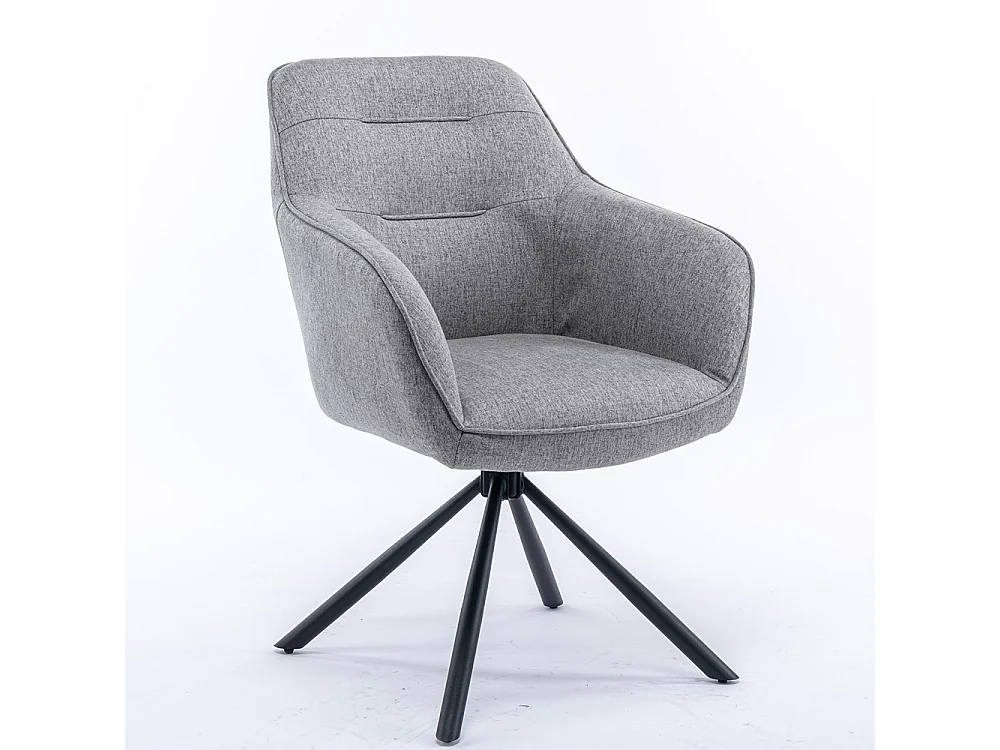 Stuhl mit armlehnen 2er-Set - Stoff & schwarzes Metall - Grau - KANONA