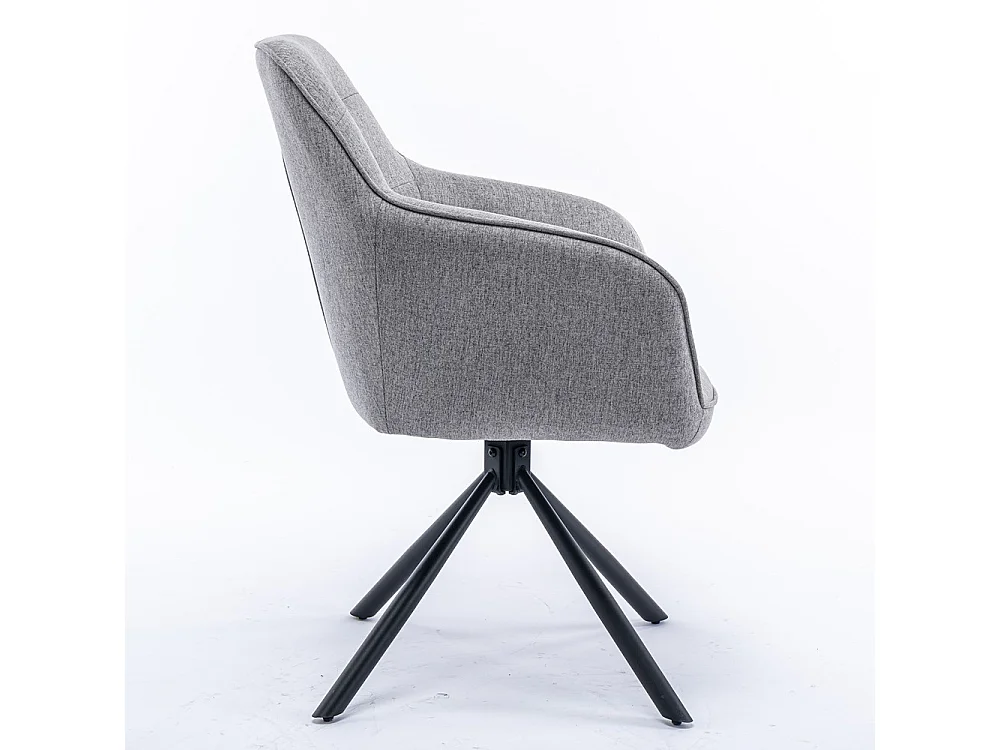 Stuhl mit armlehnen 2er-Set - Stoff & schwarzes Metall - Grau - KANONA