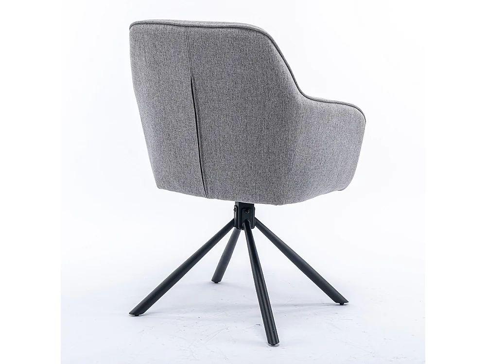 Stuhl mit armlehnen 2er-Set - Stoff & schwarzes Metall - Grau - KANONA