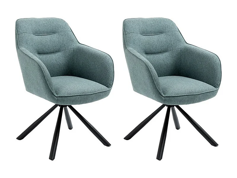 Lot de 2 chaises avec accoudoirs - tissu et métal noir - gris - KANONA