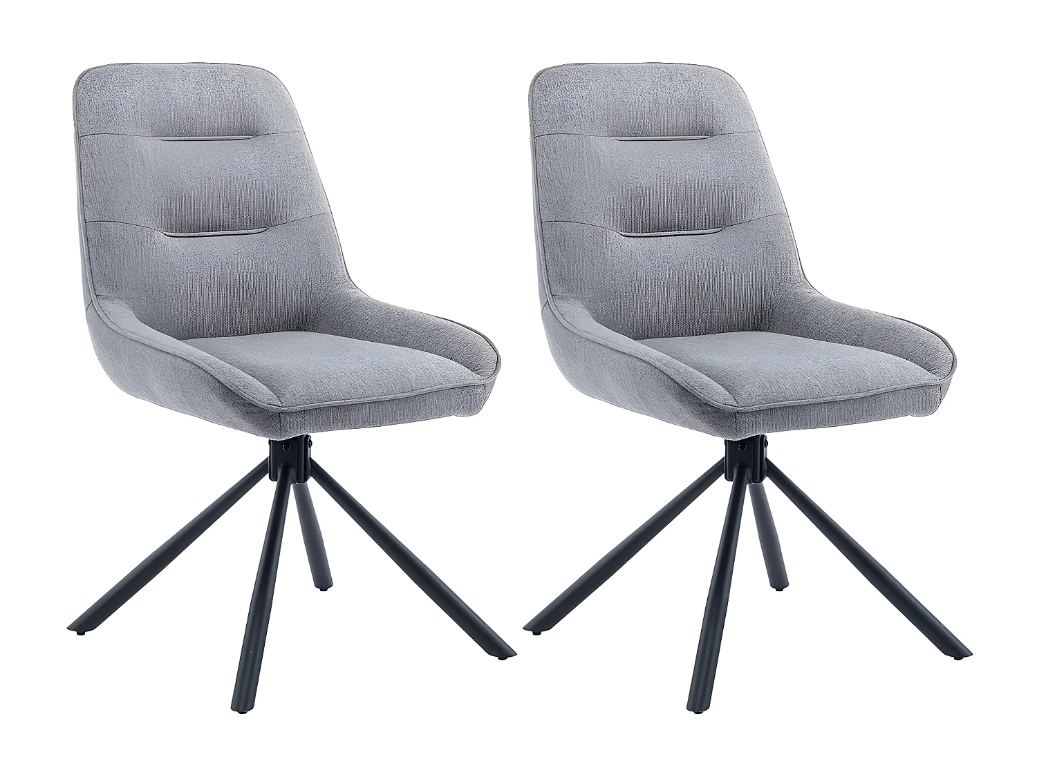 Lot de 2 chaises - tissu et métal noir - gris - KANO