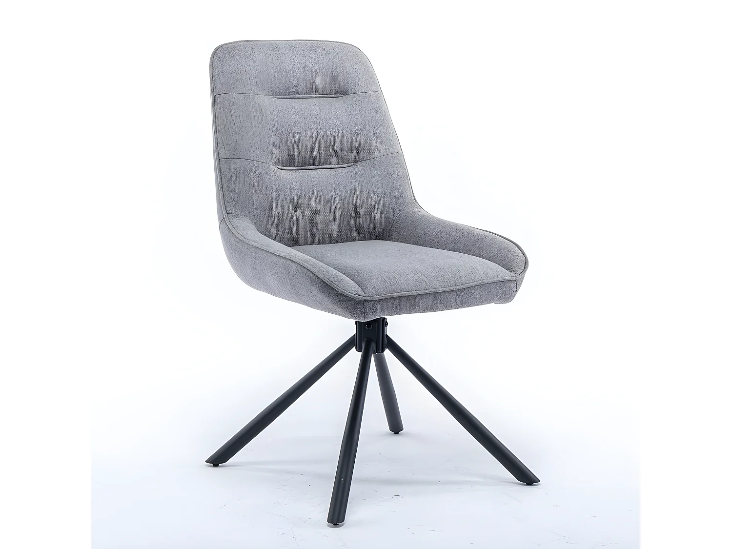 Lot de 2 chaises - tissu et métal noir - gris - KANO