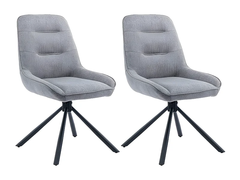 Lot de 2 chaises - tissu et métal noir - gris - KANO