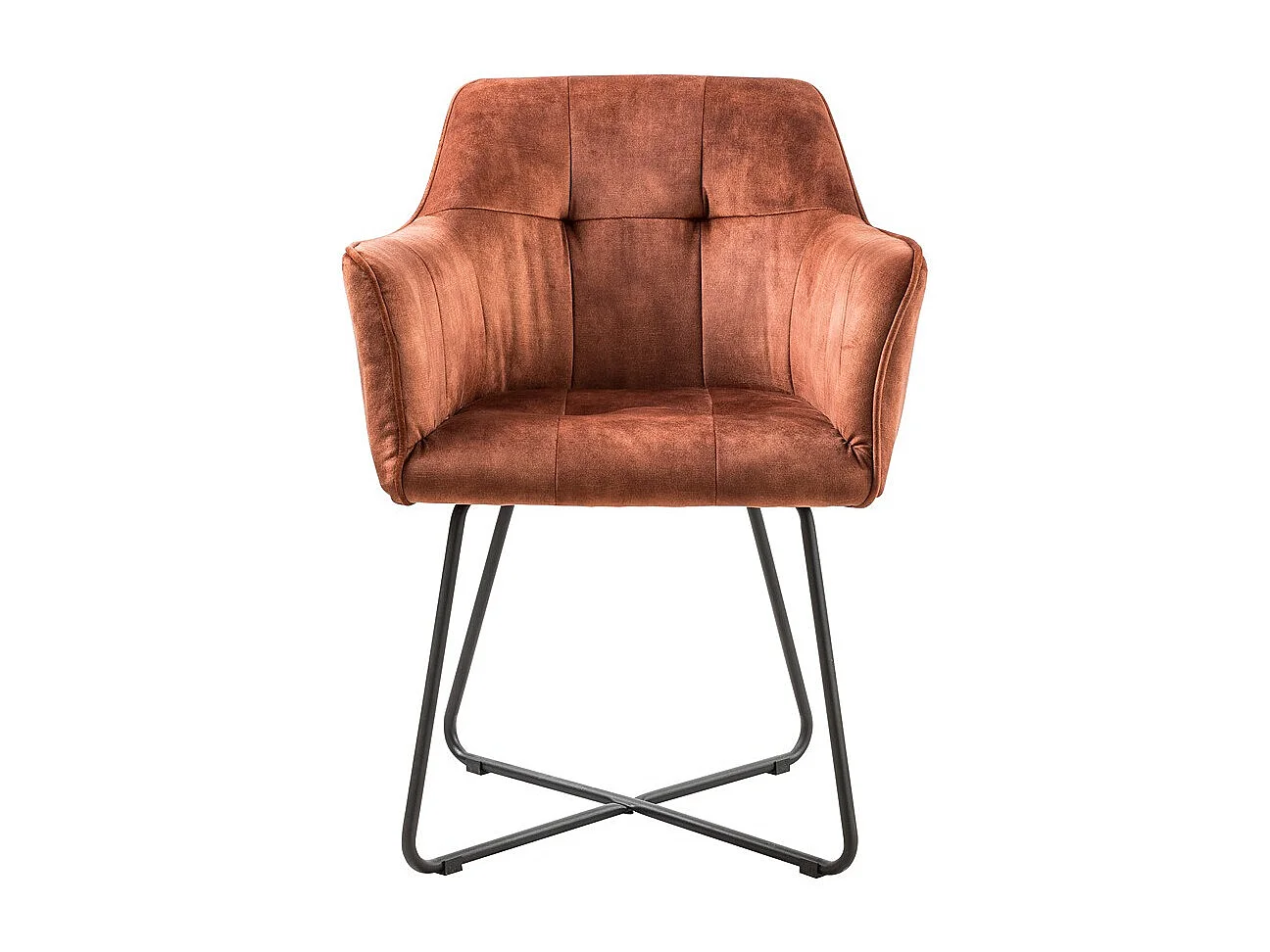 Lot de 2 chaises - tissu et métal noir - marron - RIKER