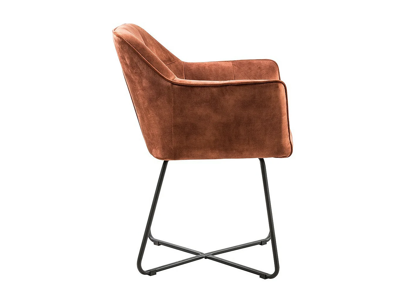 Lot de 2 chaises - tissu et métal noir - marron - RIKER