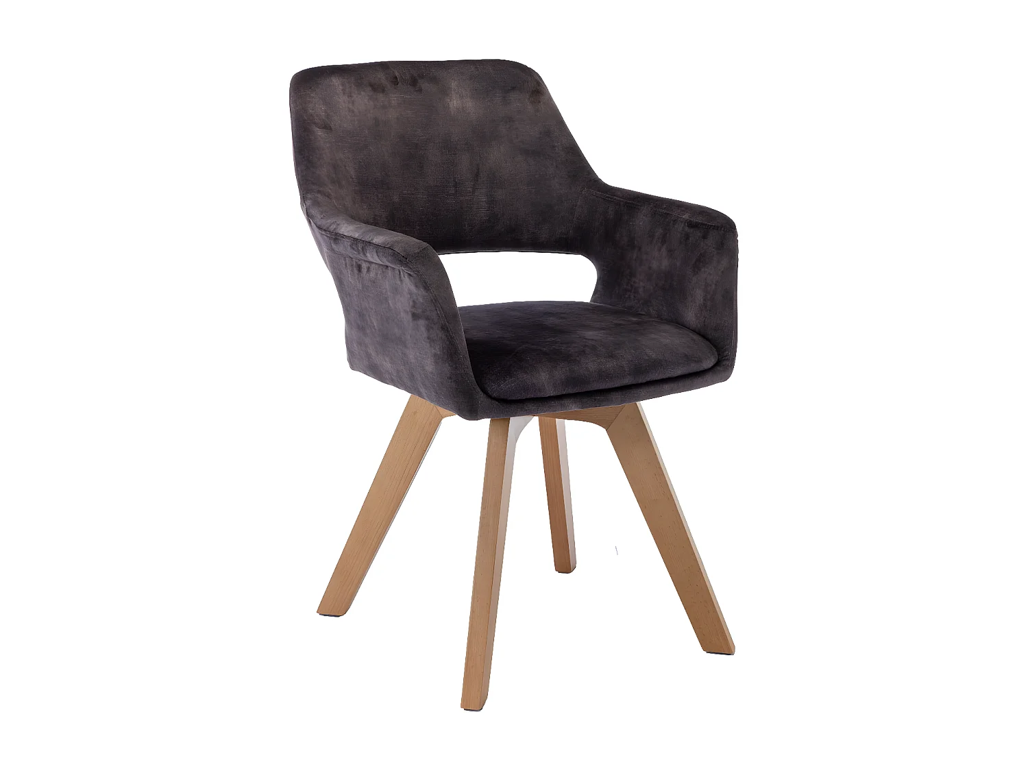 Stuhl mit armlehnen 2er-Set - Stoff & Massivholz - Anthrazit - MILA