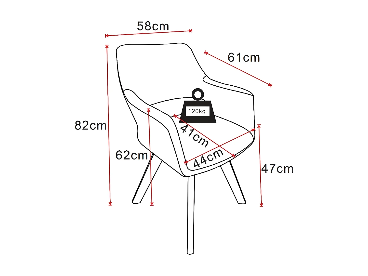 Stuhl mit armlehnen 2er-Set - Stoff & Massivholz - Anthrazit - MILA