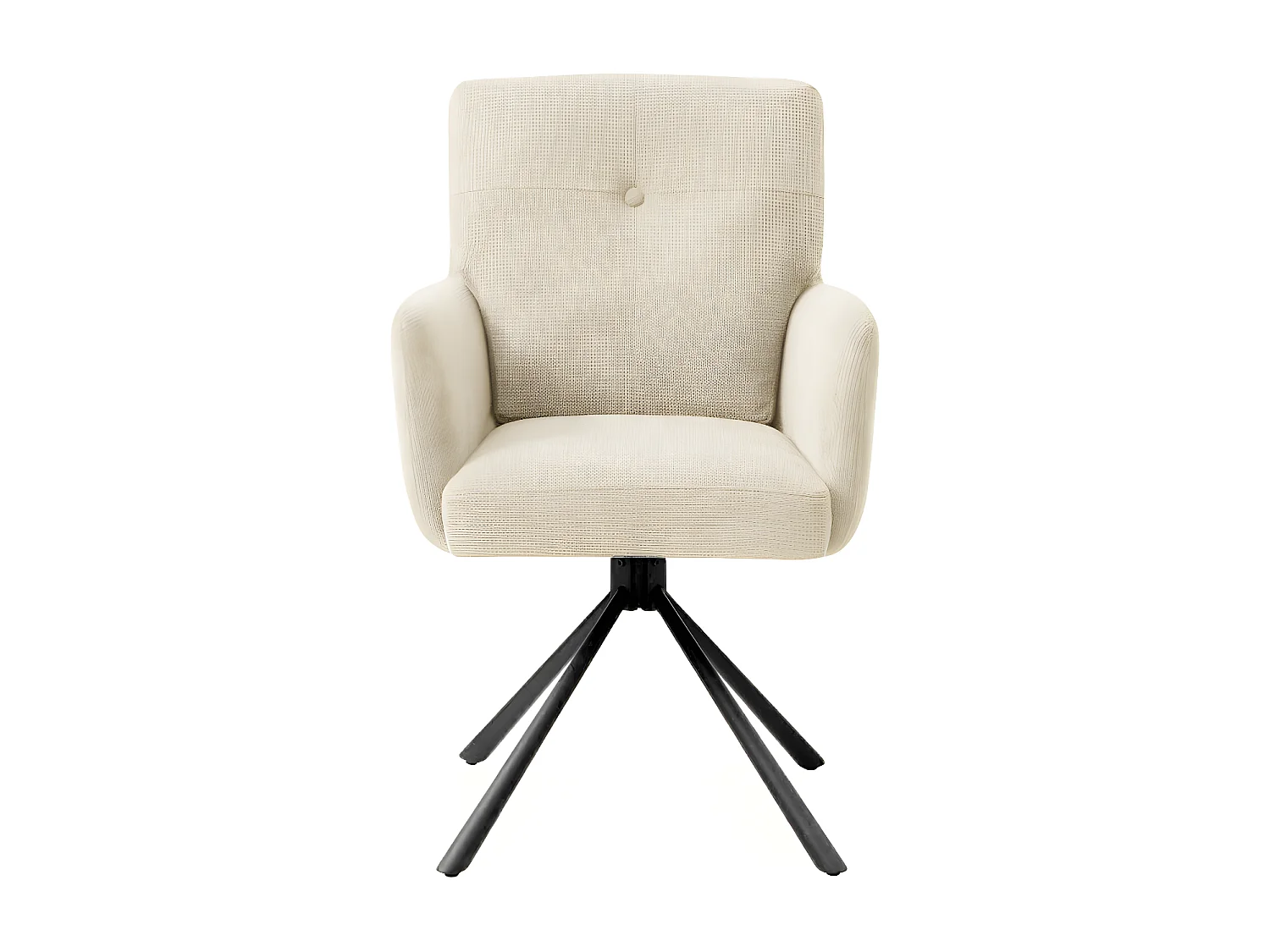 Stuhl mit armlehnen 2er-Set - Stoff & schwarzes Metall - Beige - KALTEN