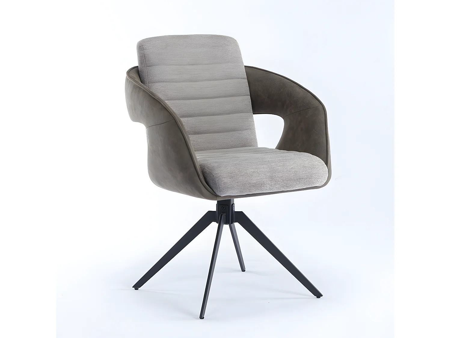 Set di 2 sedie con braccioli - tessuto e metallo - tortora e grigio - TOMI