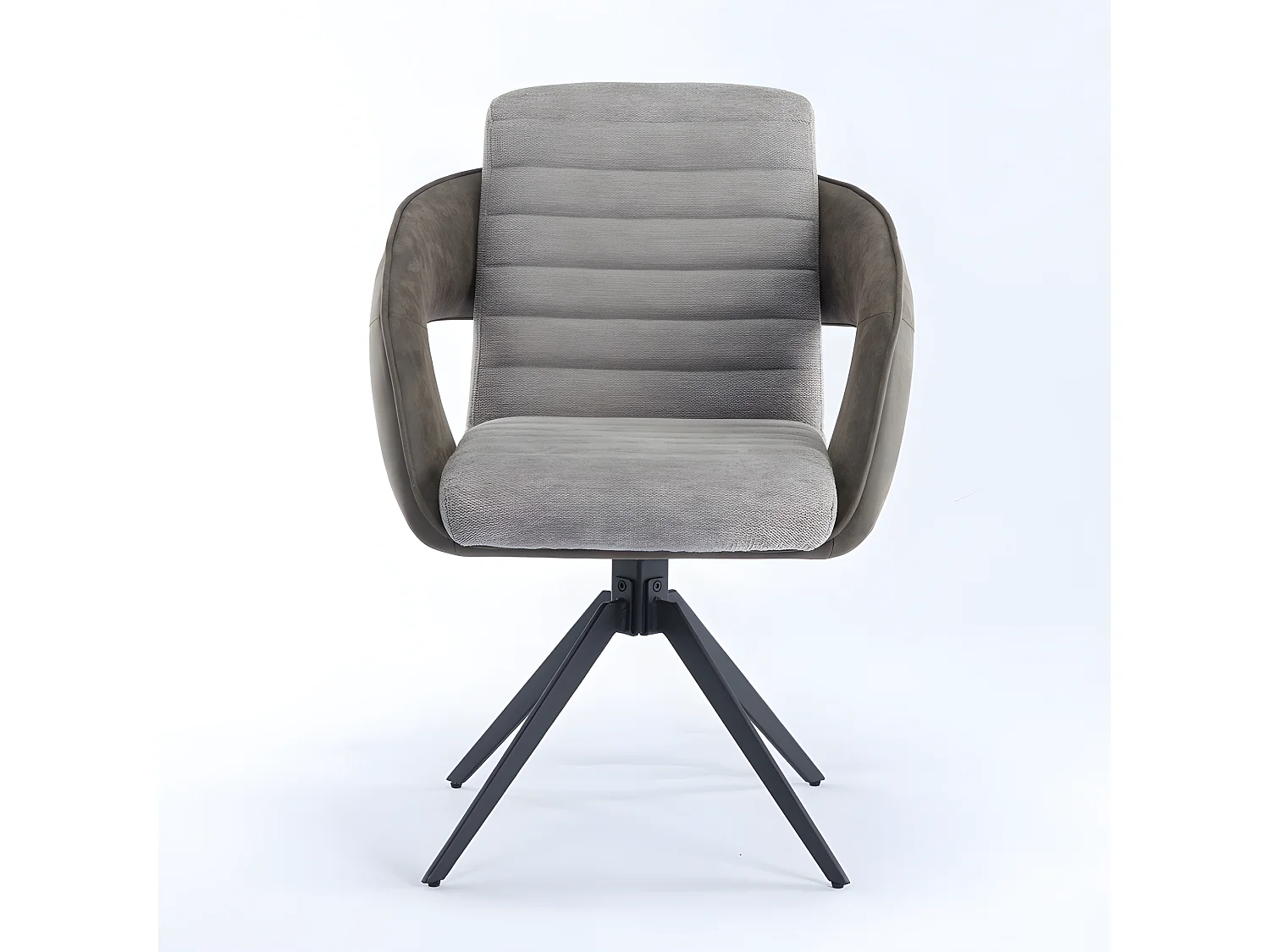 Set di 2 sedie con braccioli - tessuto e metallo - tortora e grigio - TOMI