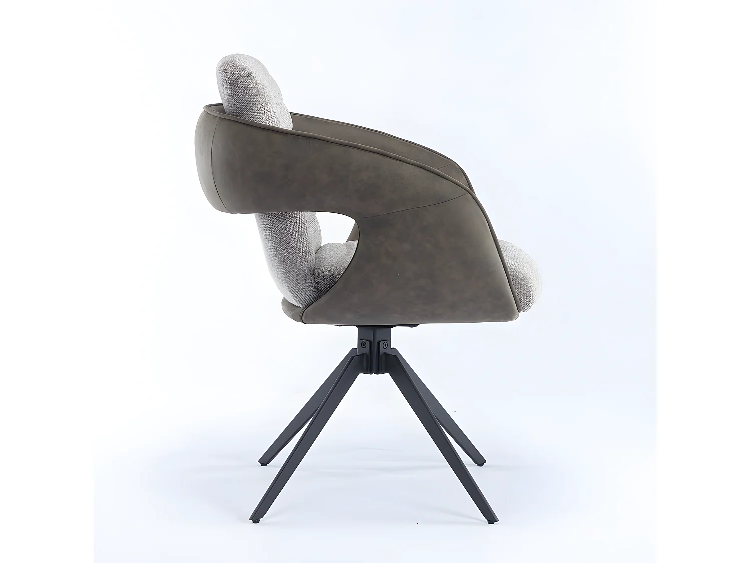 Set di 2 sedie con braccioli - tessuto e metallo - tortora e grigio - TOMI