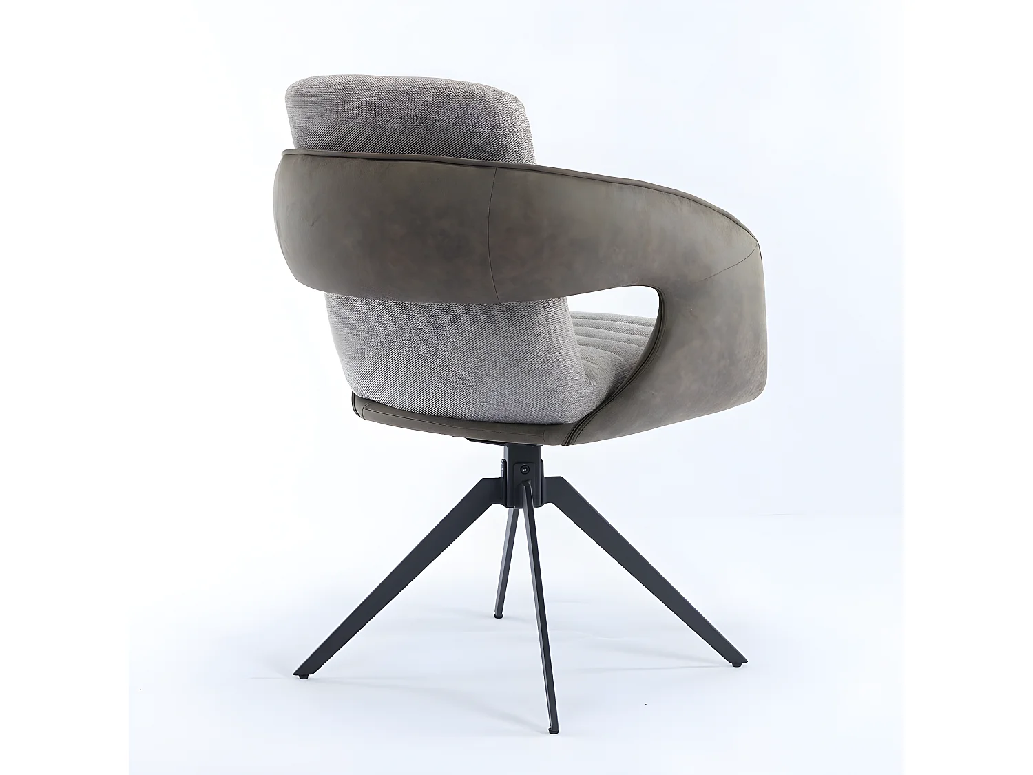 Set di 2 sedie con braccioli - tessuto e metallo - tortora e grigio - TOMI