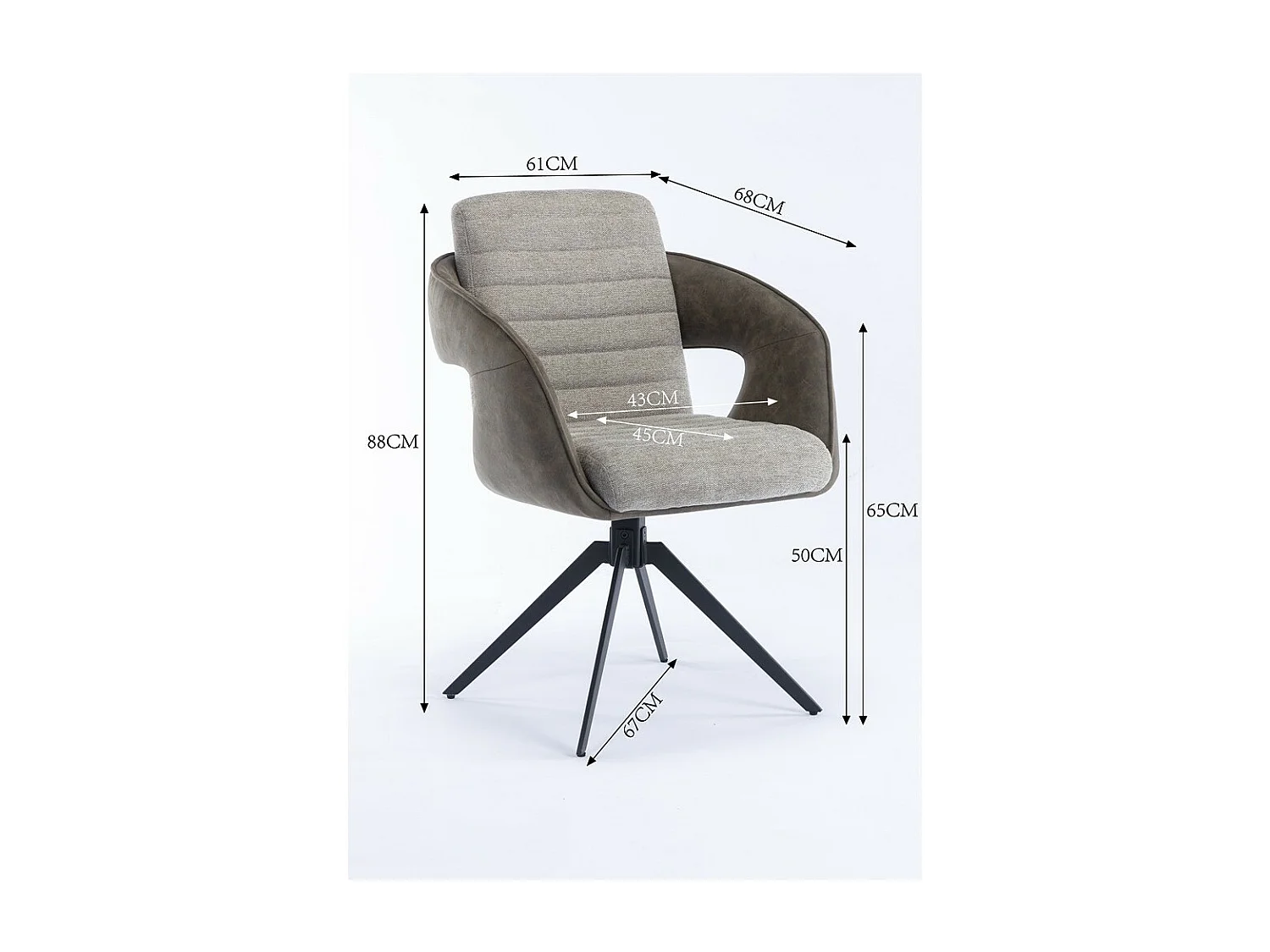 Set di 2 sedie con braccioli - tessuto e metallo - tortora e grigio - TOMI