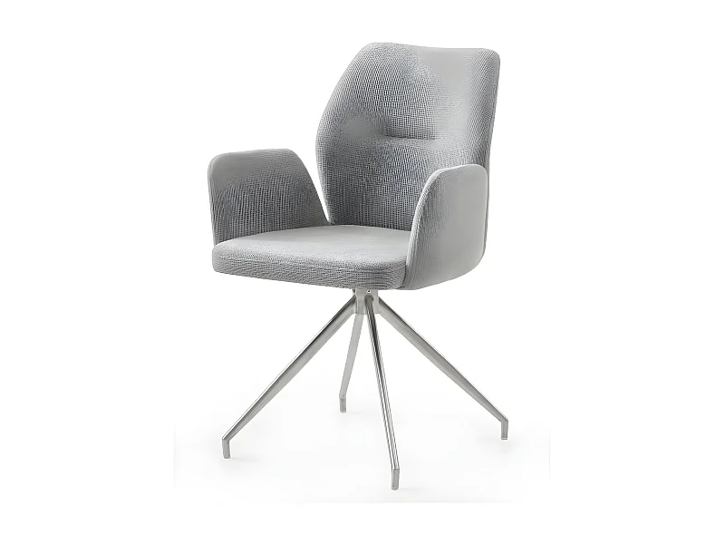 Stuhl mit armlehnen 2er-Set - Stoff & Metall - hellgrau - MISTIL