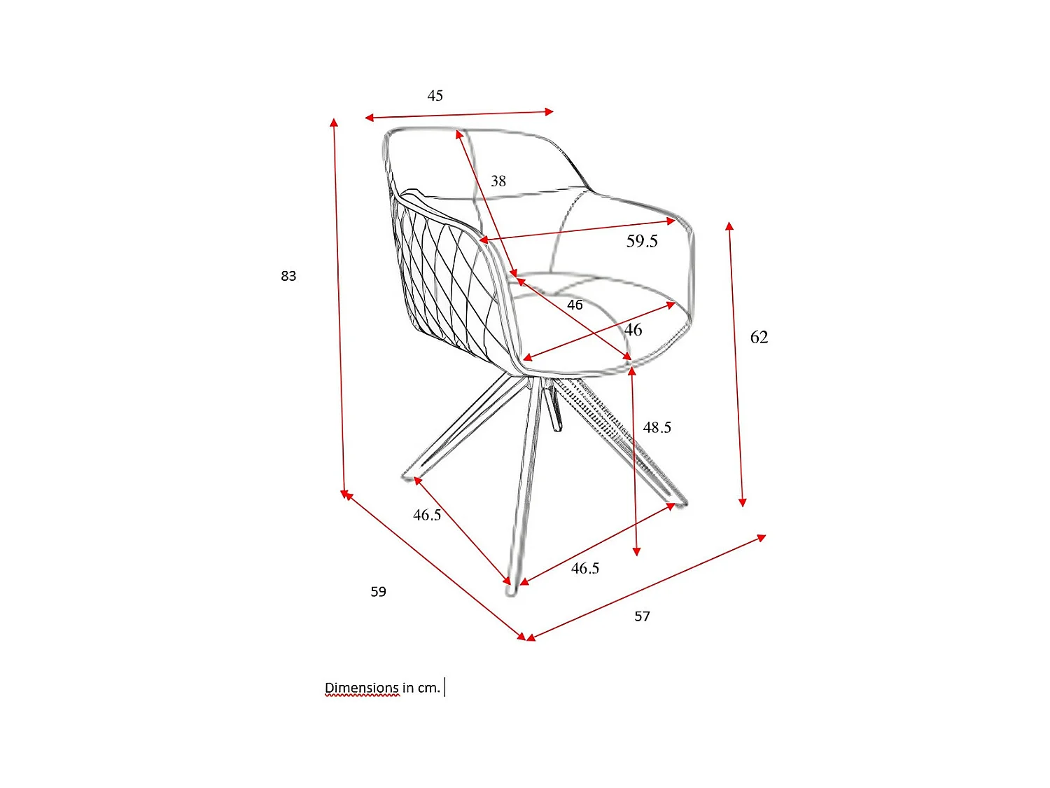 Chaise avec accoudoirs, lot de 2 - tissu et métal noir - Curcuma - HOLM