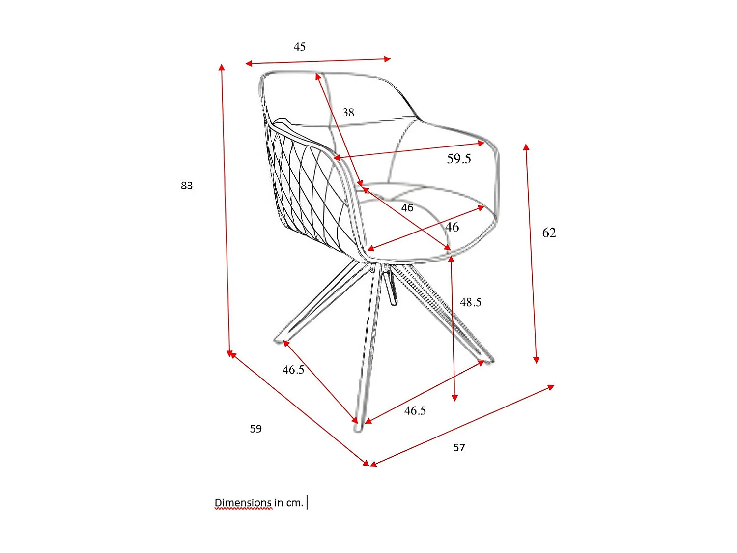 Chaise avec accoudoirs, lot de 2 - tissu et métal noir - Curcuma - HOLM
