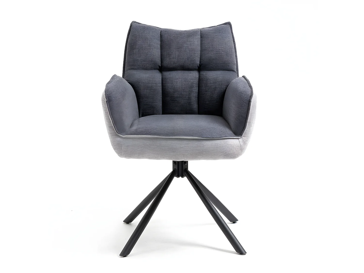 Stuhl 2er-Set - Stoff & schwarzes Metall - dunkelgrau & hellgrau - RENATA 2