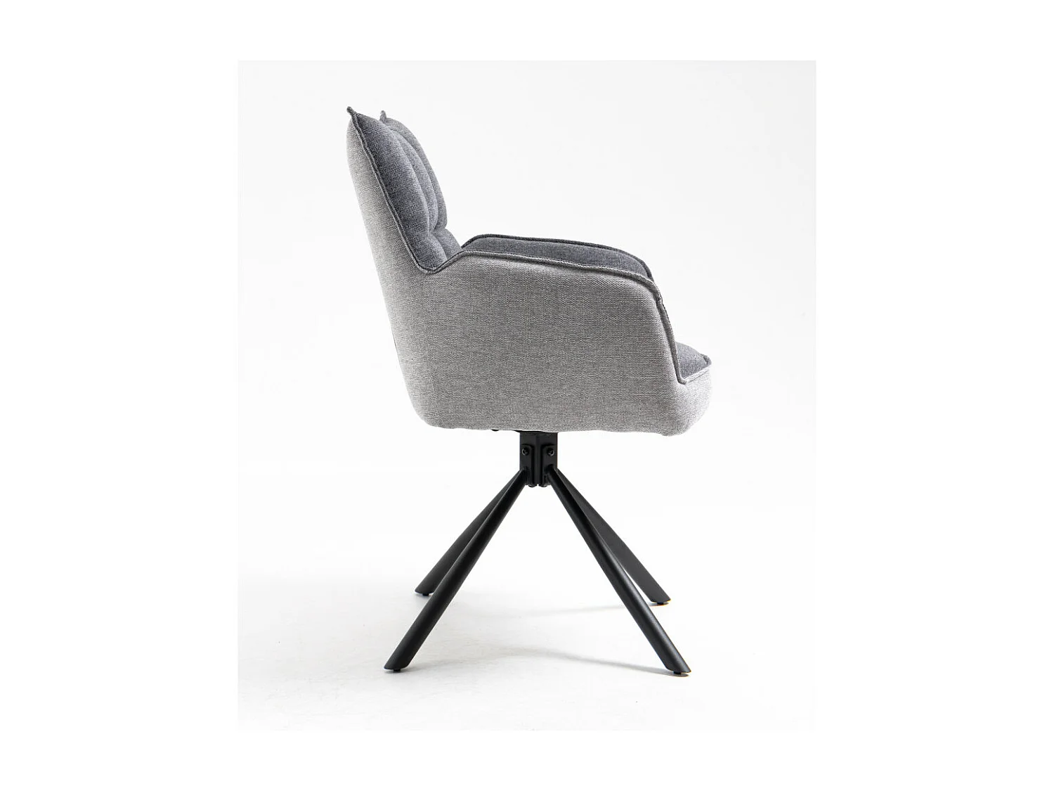 Stuhl 2er-Set - Stoff & schwarzes Metall - dunkelgrau & hellgrau - RENATA 2