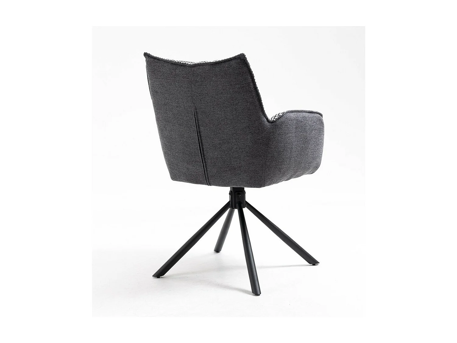 Stuhl 2er-Set - Stoff & schwarzes Metall - Pepita & dunkelgrau - RENATA 1