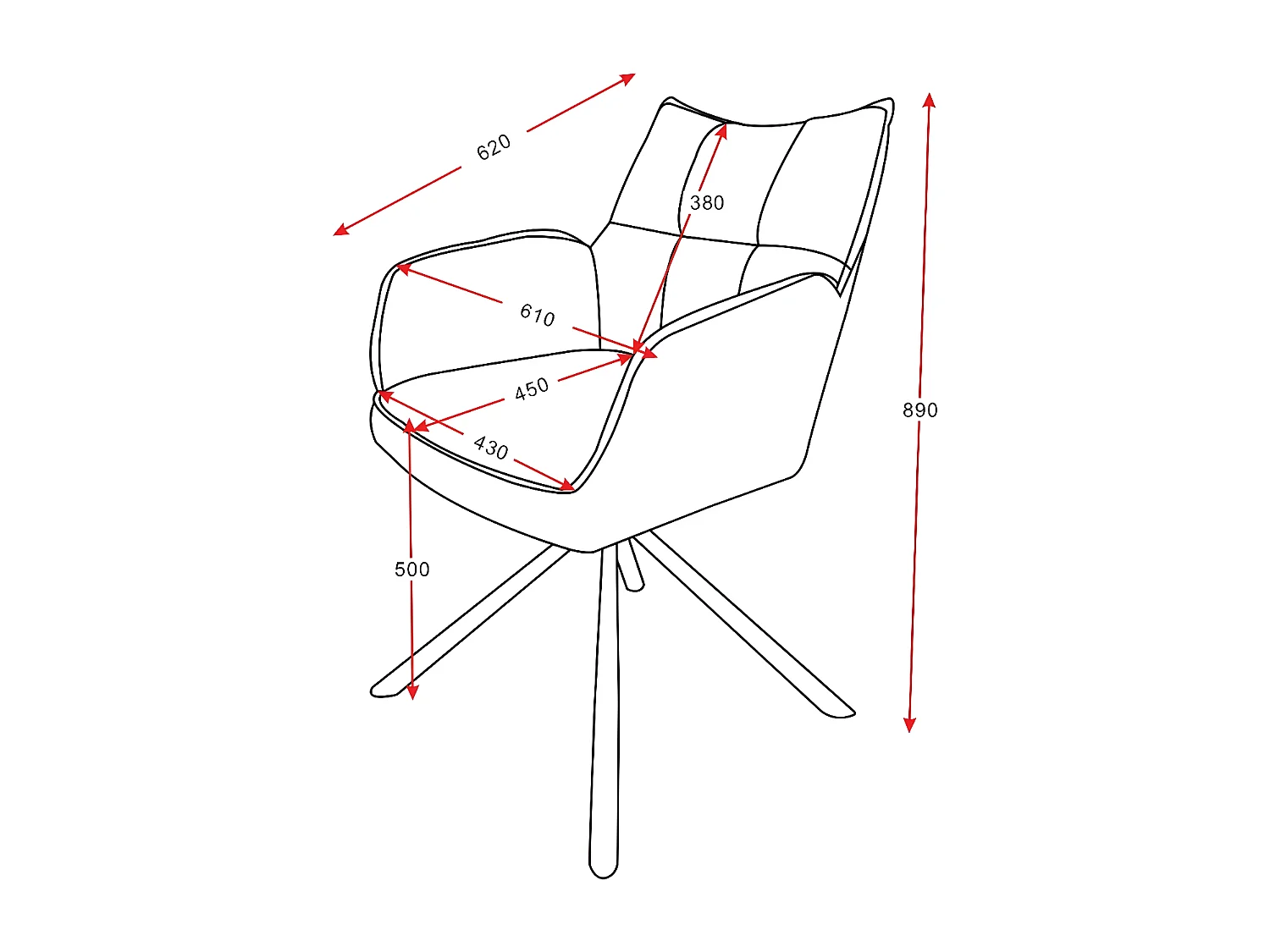 Stuhl 2er-Set - Stoff & schwarzes Metall - Pepita & dunkelgrau - RENATA 1