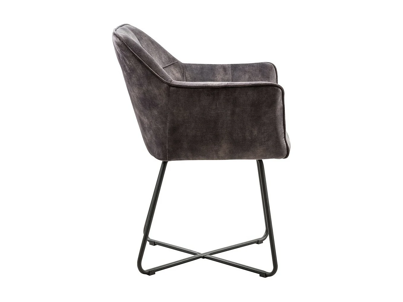 Stuhl 2er-Set - Stoff & schwarzes Metall - Anthrazit - RIKER