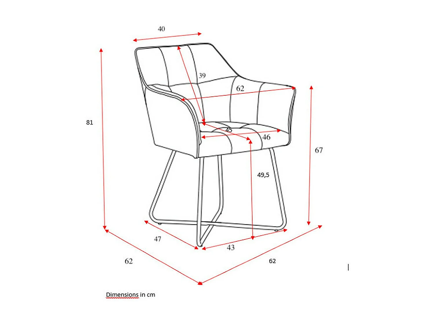 Stuhl 2er-Set - Stoff & schwarzes Metall - Anthrazit - RIKER