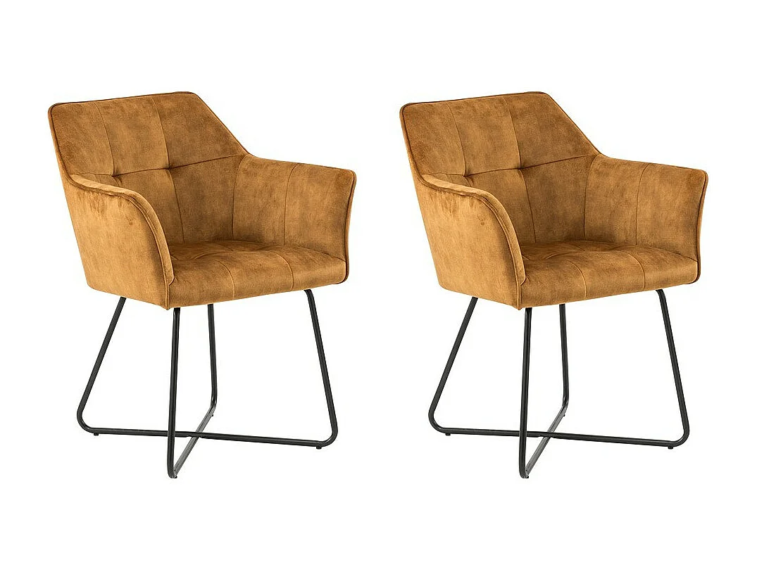 Lot de 2 chaises - tissu et métal noir - anthracite - RIKER