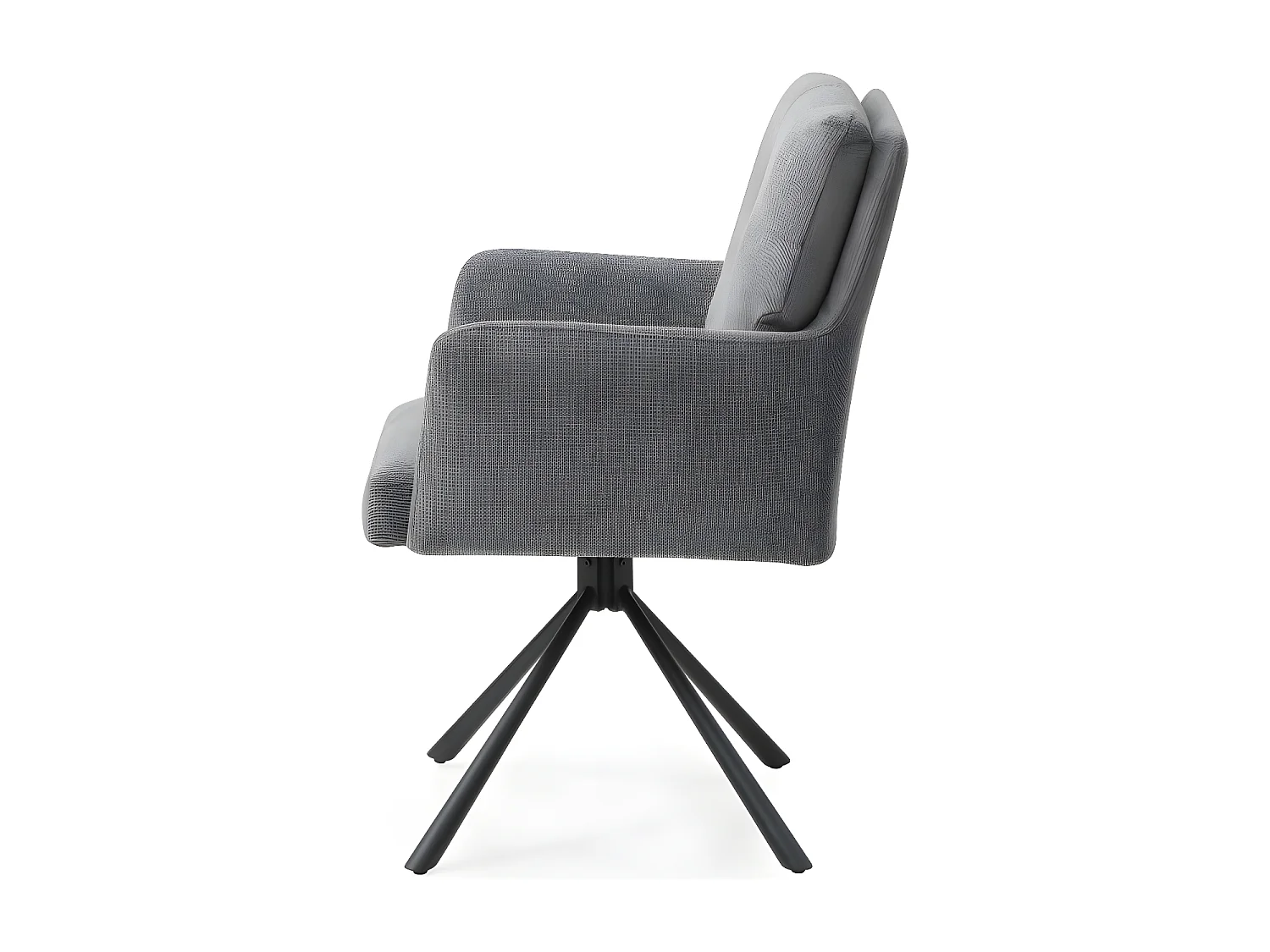 Stuhl mit armlehnen 2er-Set - Stoff & schwarzes Metall - Grau - KALTEN
