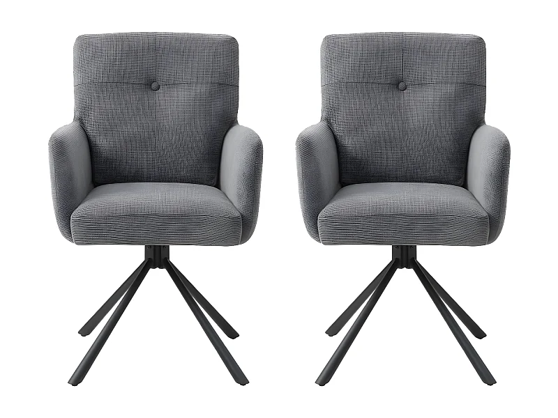 Set di 2 sedie con braccioli - tessuto e metallo nero - grigio - KALTEN