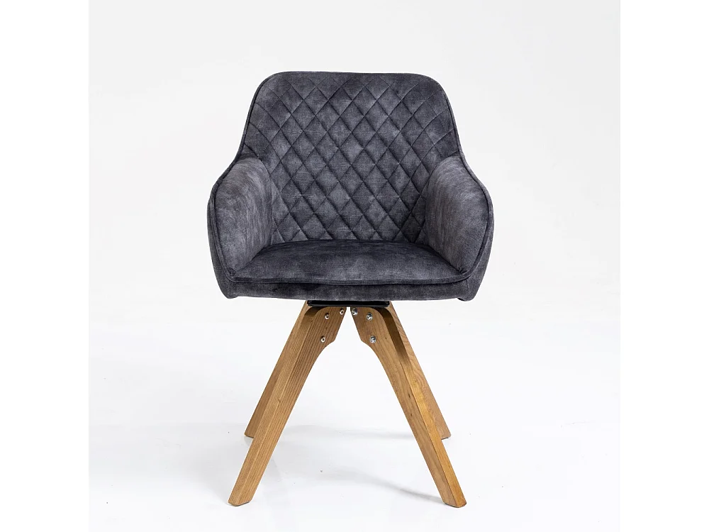 Stoel met armleuningen, set van 2 - stof & massief hout - antraciet - VELONA