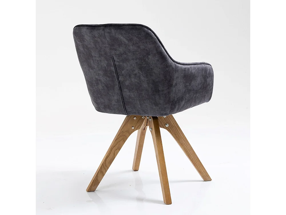 Stoel met armleuningen, set van 2 - stof & massief hout - antraciet - VELONA