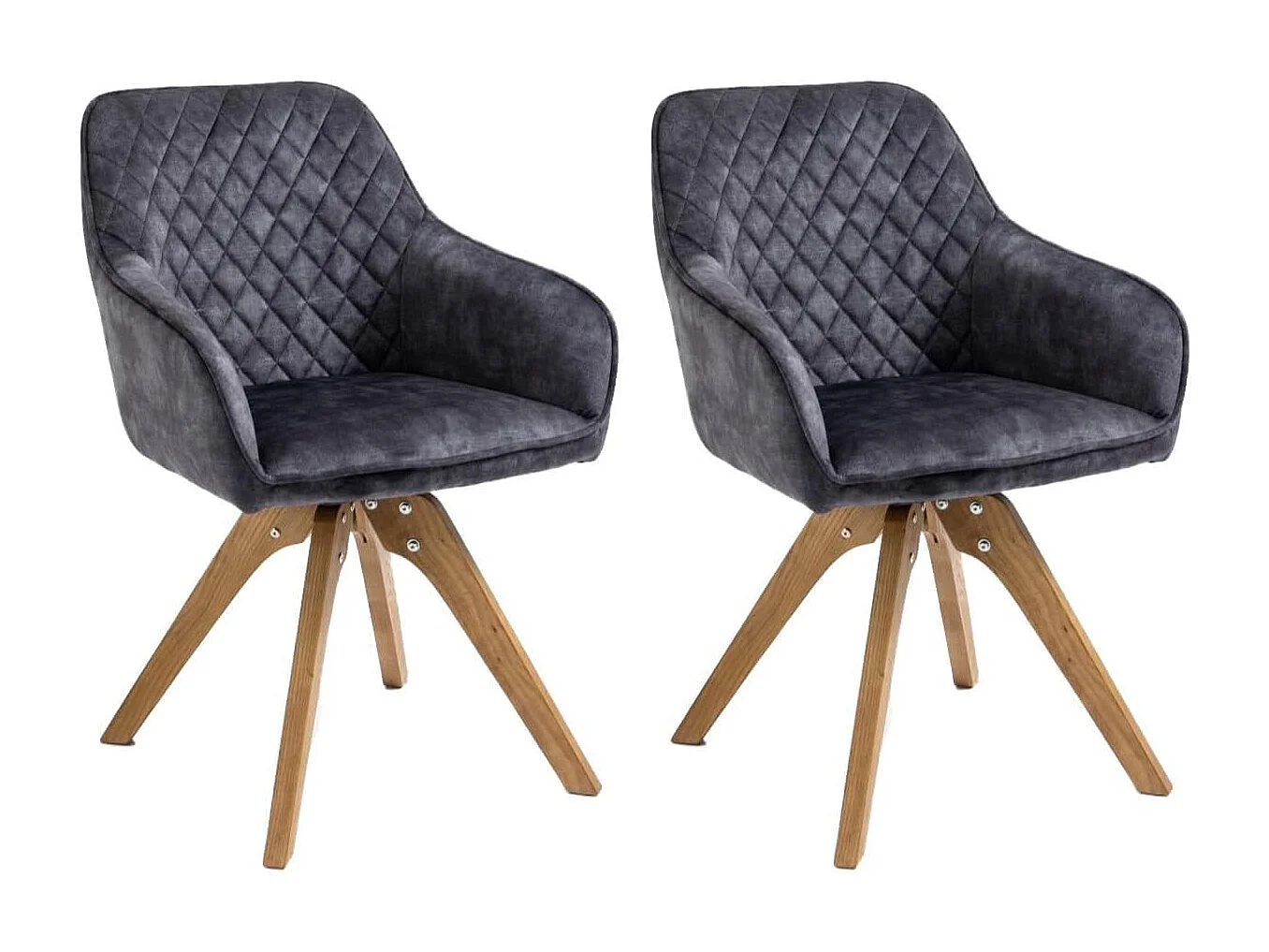 Stuhl mit armlehnen 2er-Set - Stoff & Massivholz - Anthrazit - VELONA