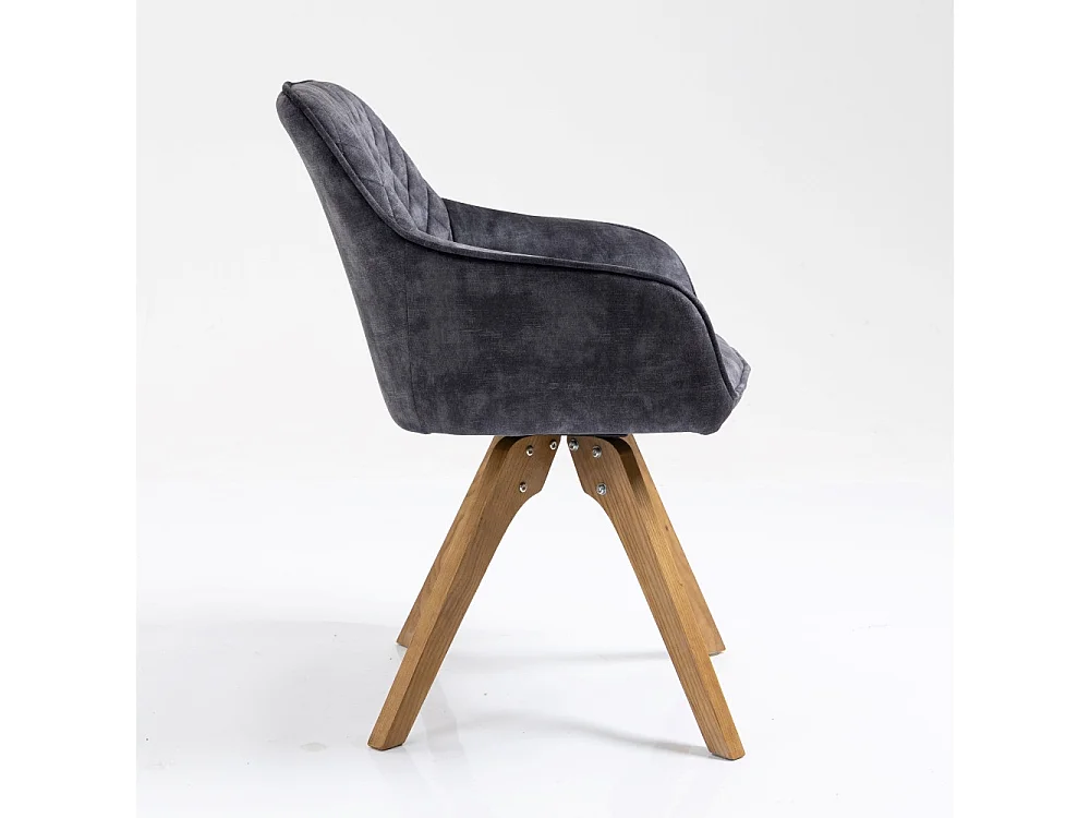 Stuhl mit armlehnen 2er-Set - Stoff & Massivholz - Anthrazit - VELONA