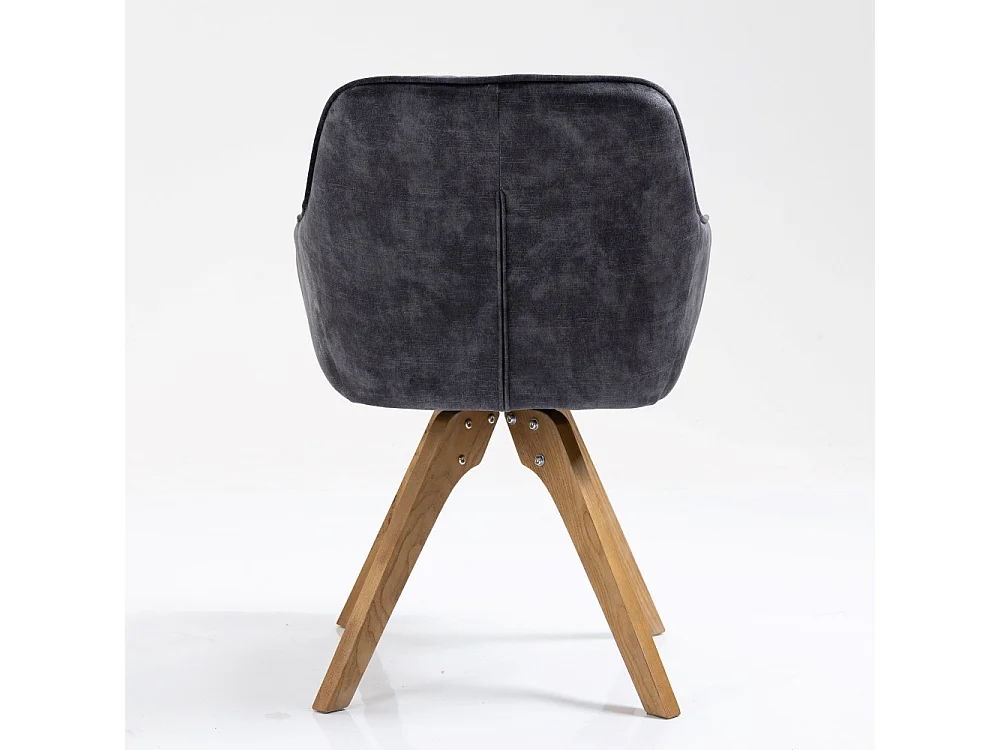 Stuhl mit armlehnen 2er-Set - Stoff & Massivholz - Anthrazit - VELONA