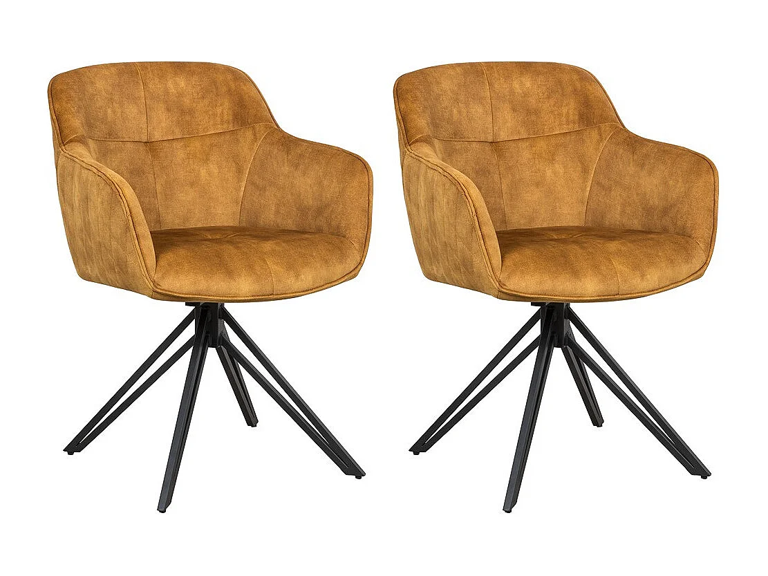 Chaise avec accoudoirs, lot de 2 - tissu et métal noir - marron - HOLM