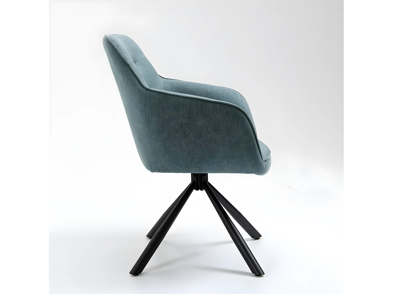 Stoel met armleuningen set van 2 - stof & zwart metaal - turquoise - KANONA