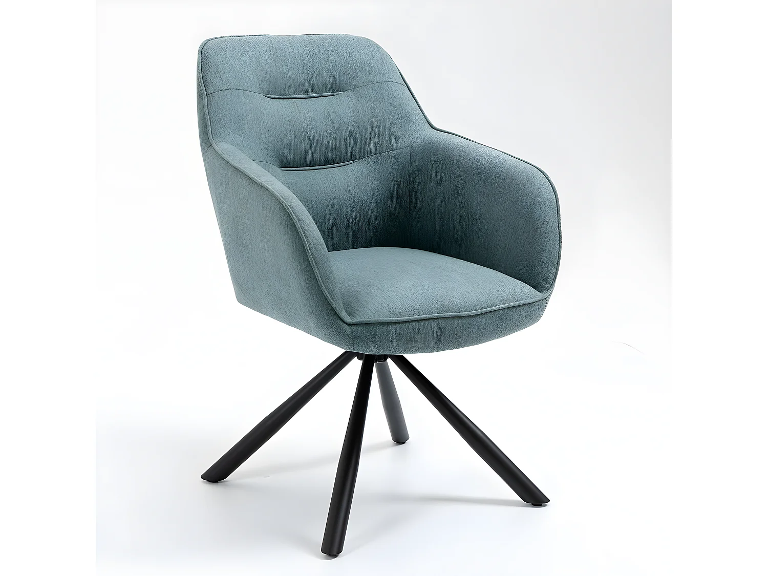 Lot de 2 chaises avec accoudoirs - tissu et métal noir - turquoise - KANONA