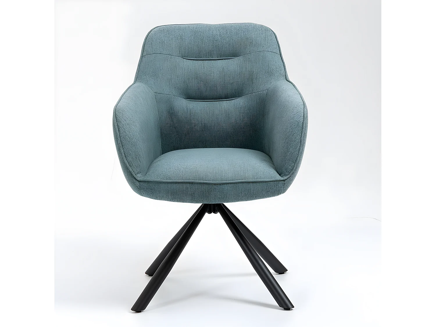 Lot de 2 chaises avec accoudoirs - tissu et métal noir - turquoise - KANONA