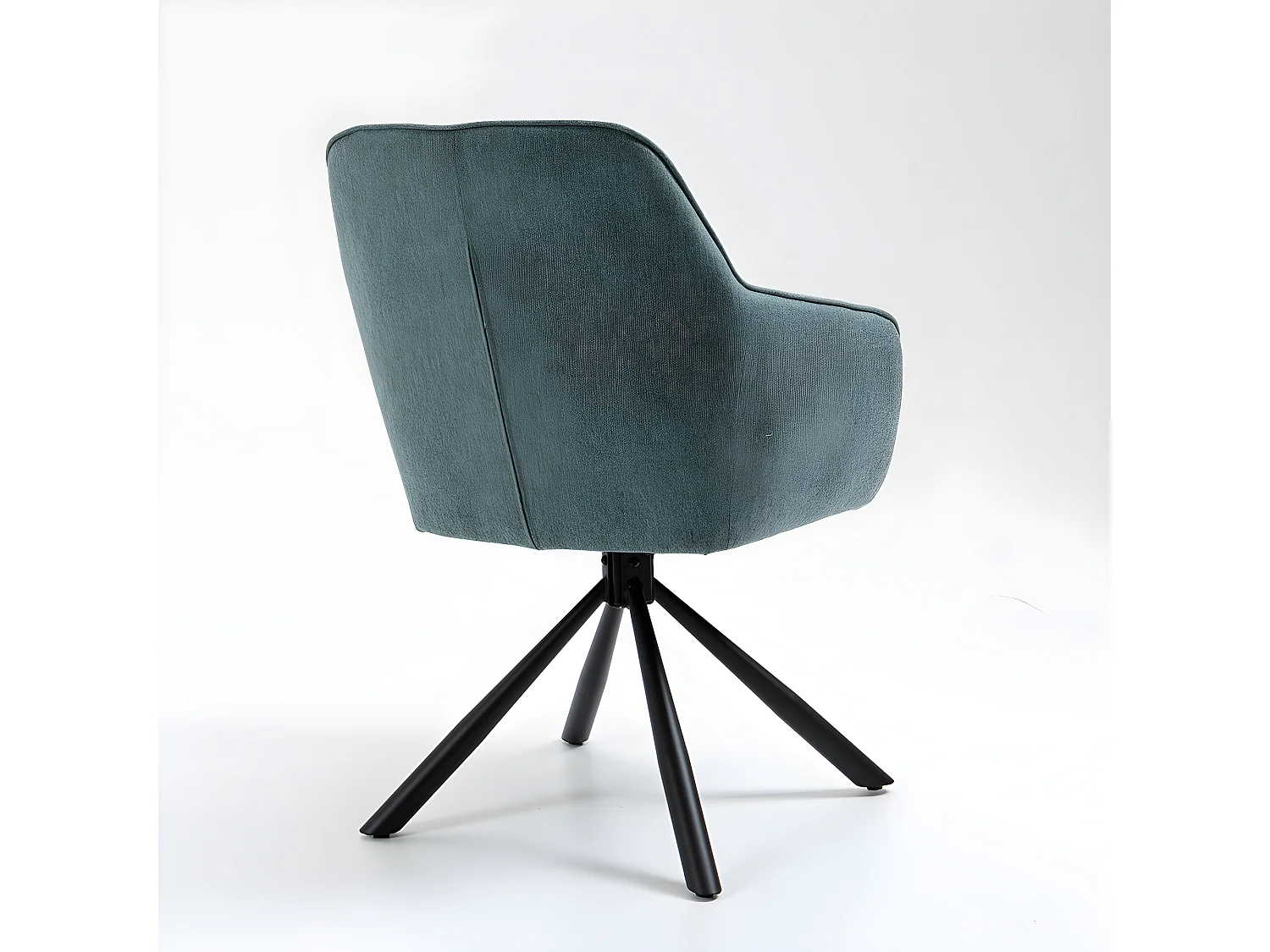 Lot de 2 chaises avec accoudoirs - tissu et métal noir - turquoise - KANONA