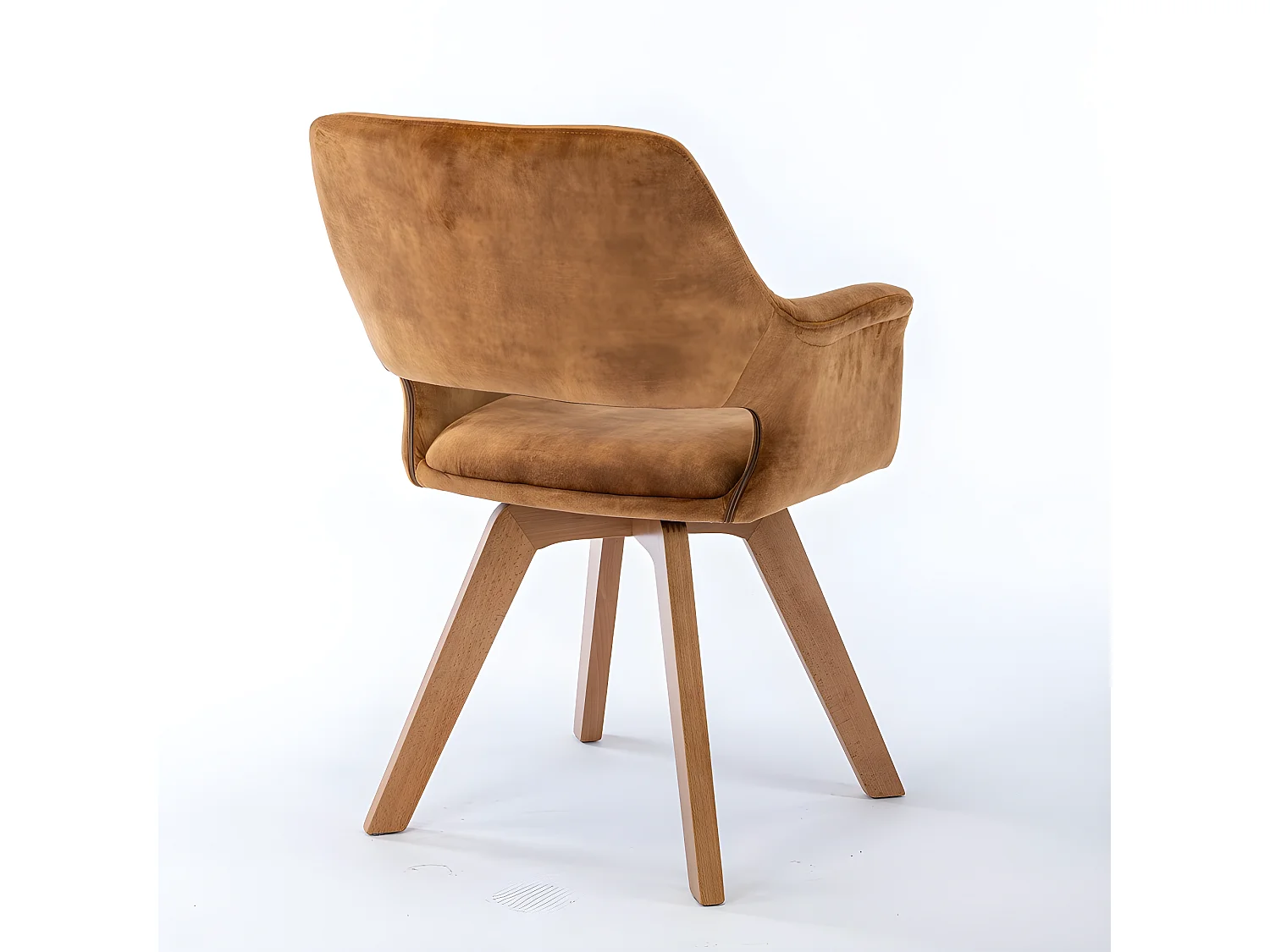 Stuhl mit armlehnen 2er-Set - Stoff & Massivholz - Curry - MILA