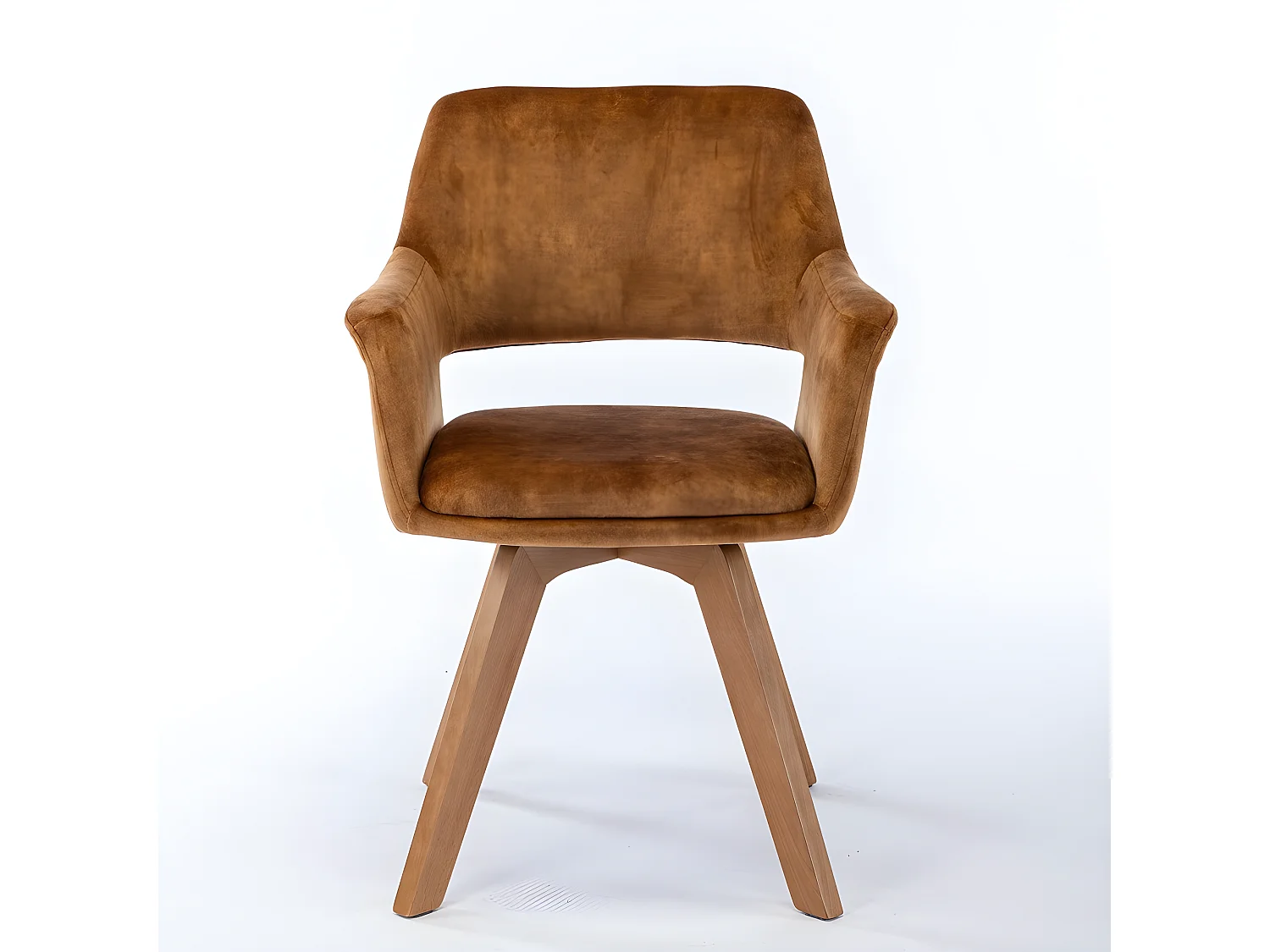 Stuhl mit armlehnen 2er-Set - Stoff & Massivholz - Curry - MILA