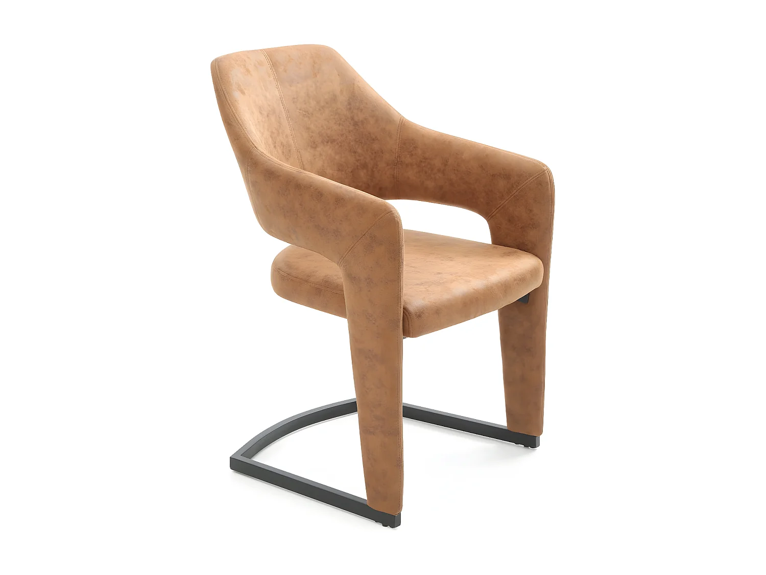 Stuhl mit armlehnen 2er-Set - Stoff & schwarzes Metall - Braun - GALI