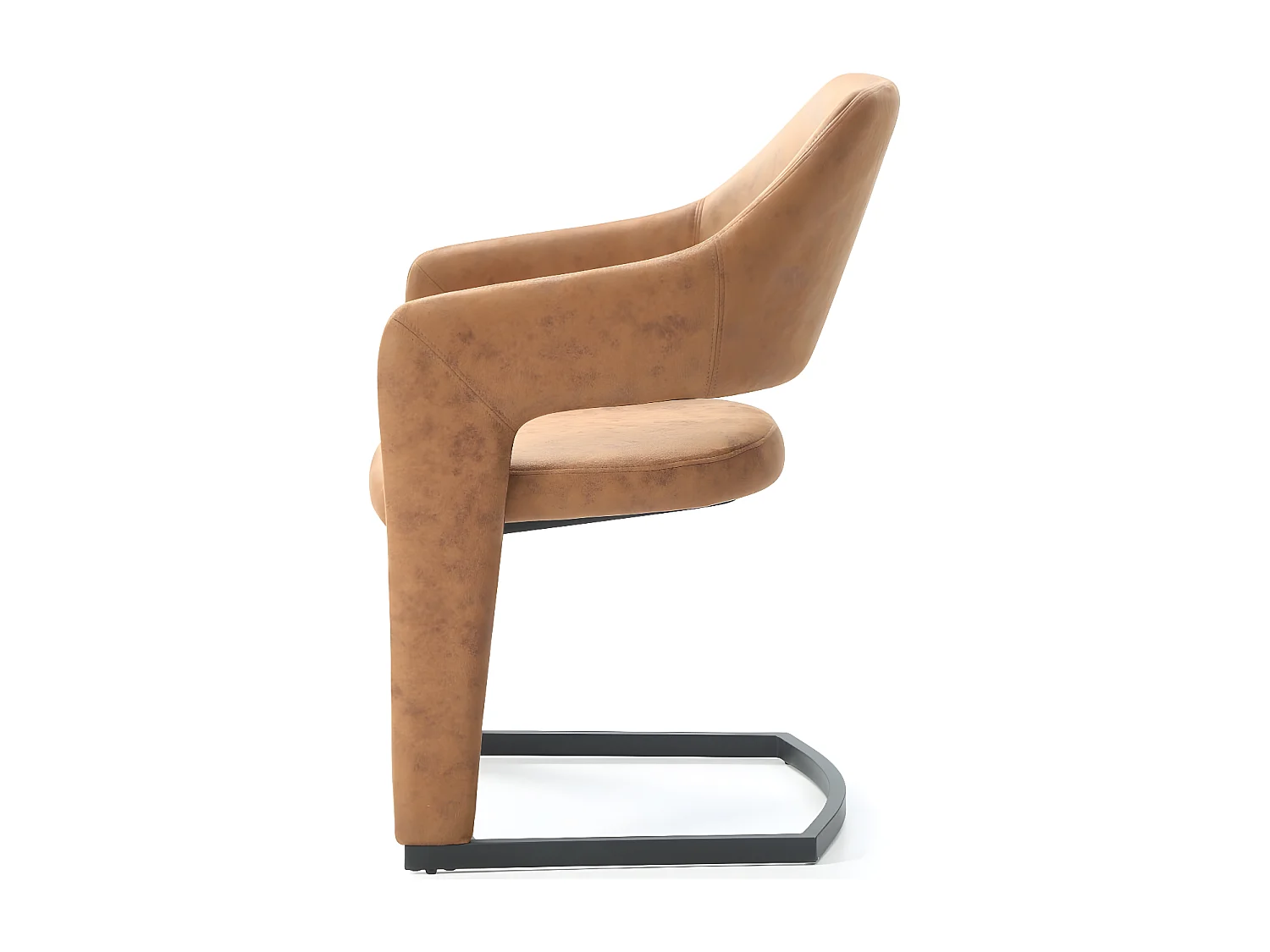 Stuhl mit armlehnen 2er-Set - Stoff & schwarzes Metall - Braun - GALI