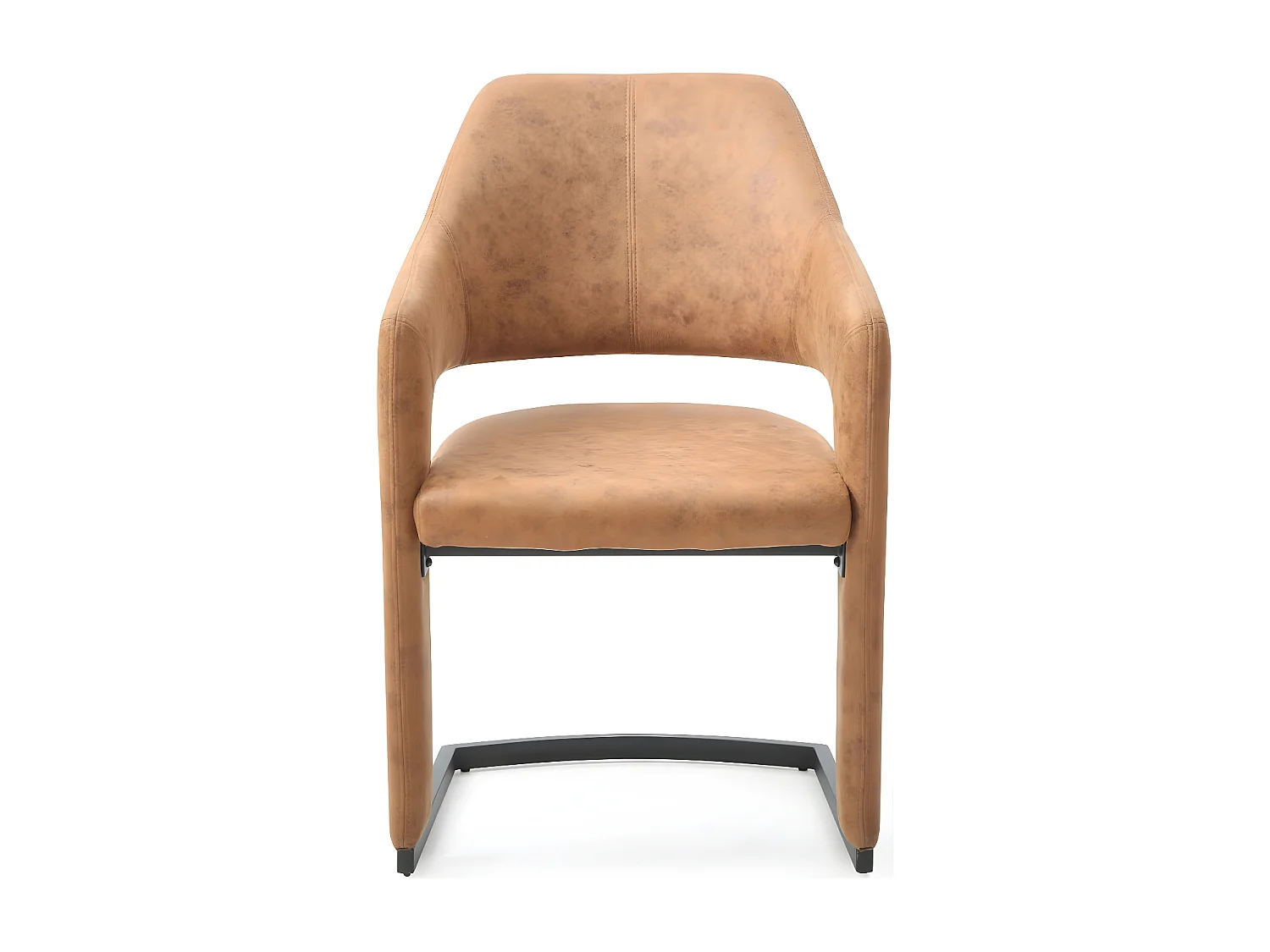 Stuhl mit armlehnen 2er-Set - Stoff & schwarzes Metall - Braun - GALI