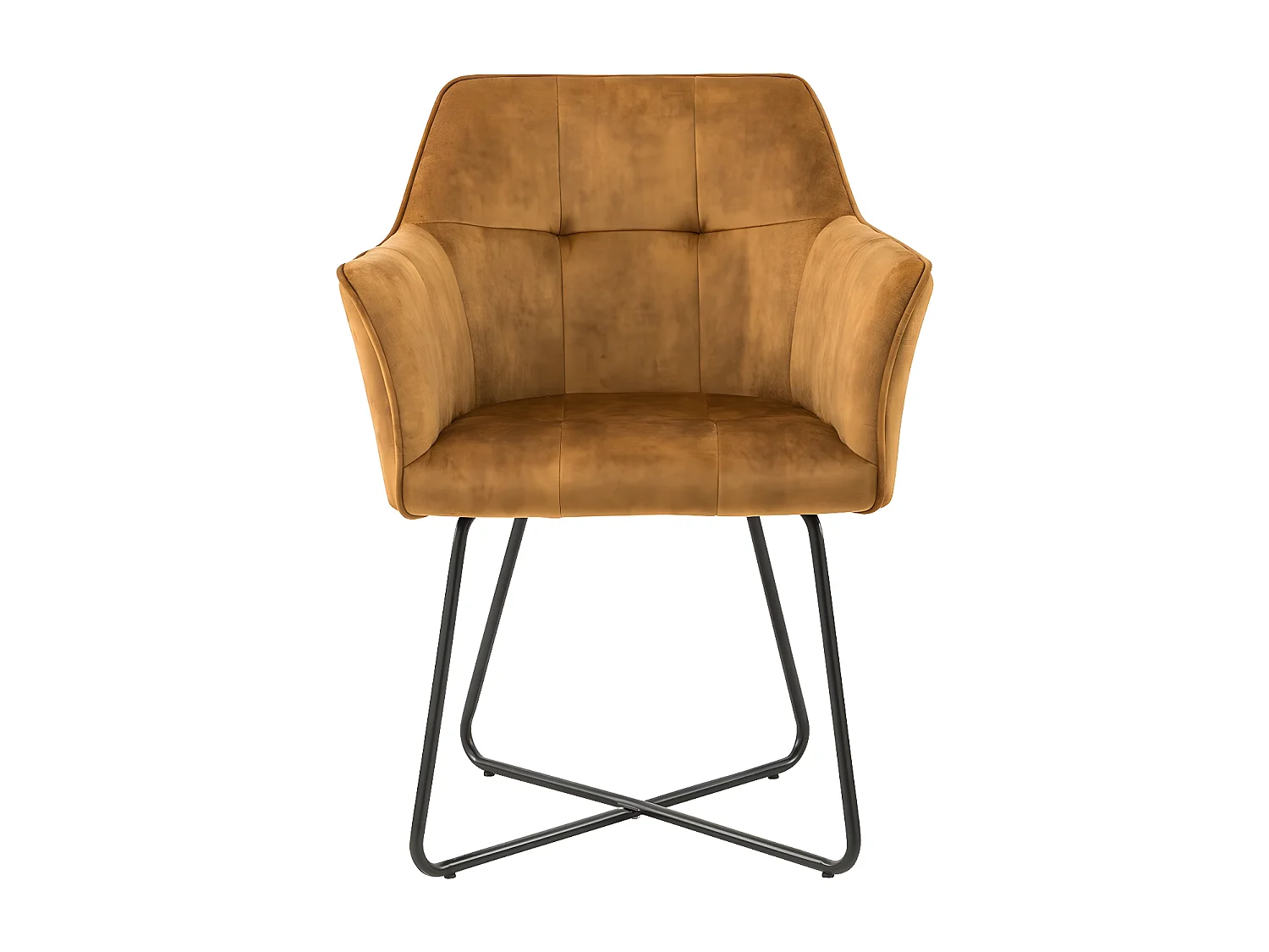 Lot de 2 chaises - tissu et métal noir - Curry - RIKER