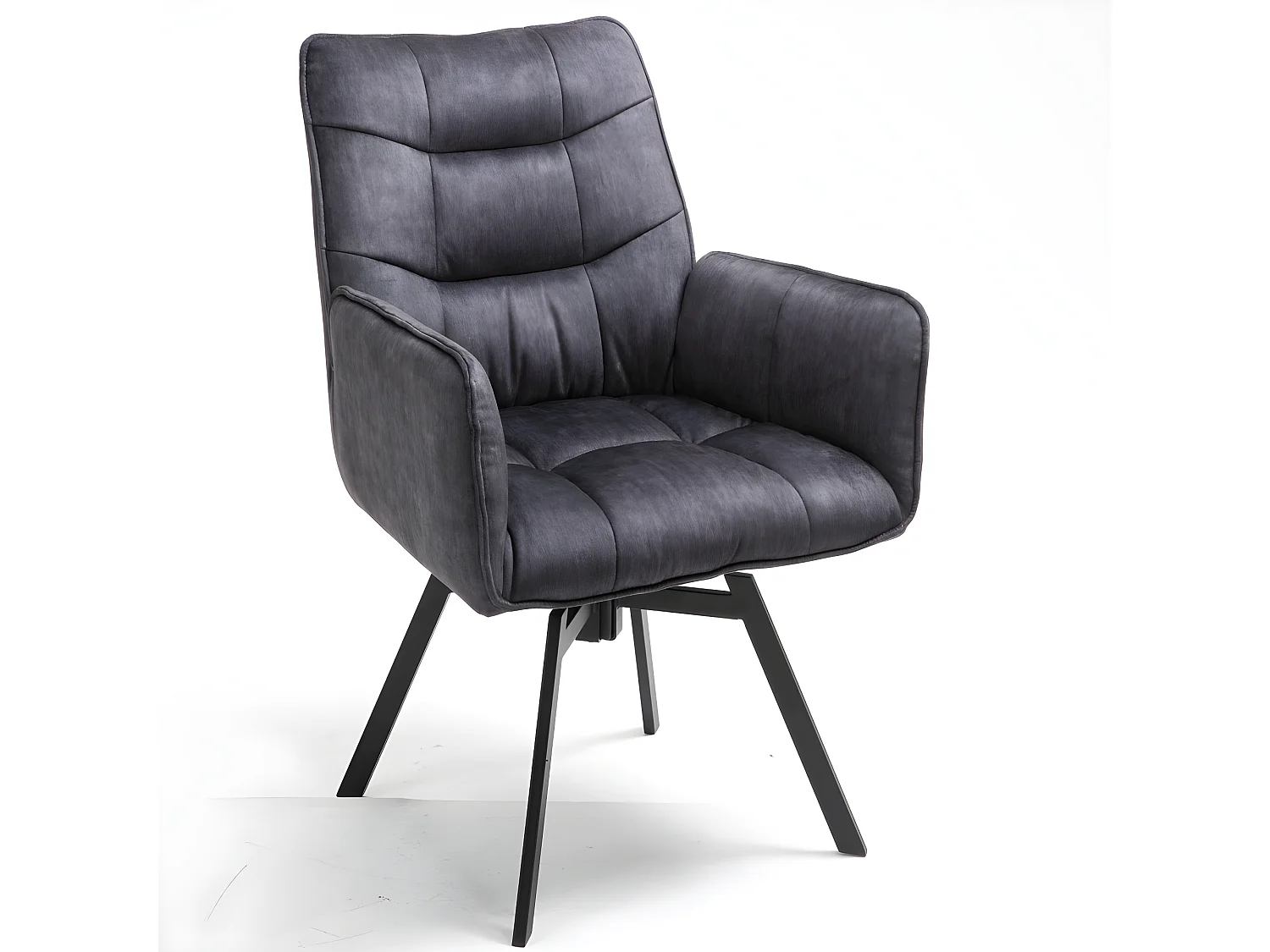 Stuhl 2er-Set - Stoff & schwarzes Metall - Dunkelgrau - KAYA