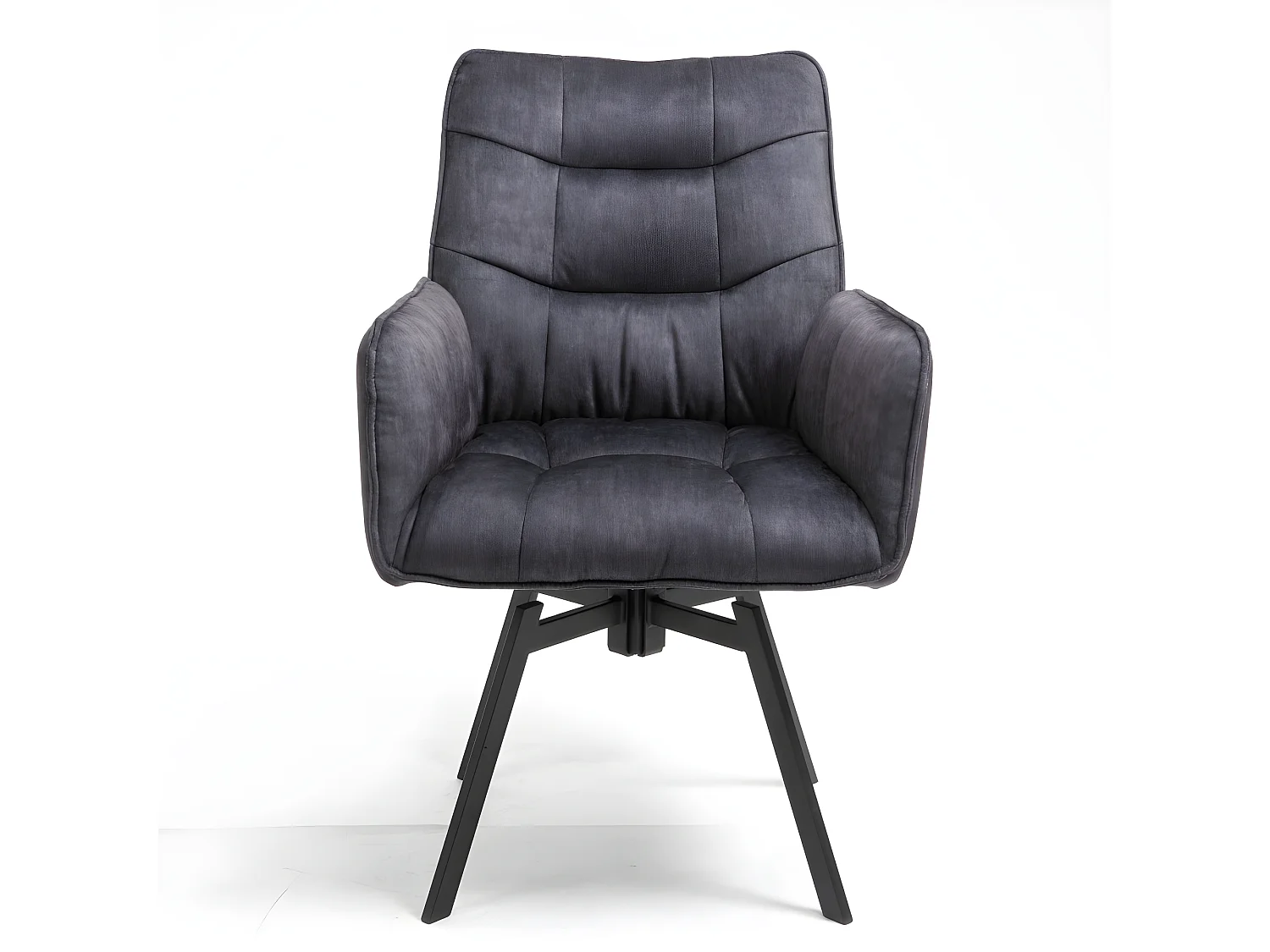 Stuhl 2er-Set - Stoff & schwarzes Metall - Dunkelgrau - KAYA