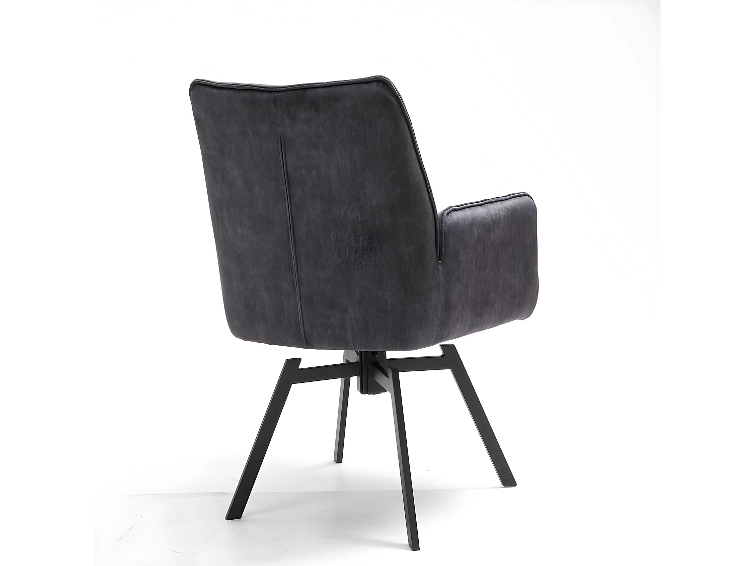 Stuhl 2er-Set - Stoff & schwarzes Metall - Dunkelgrau - KAYA