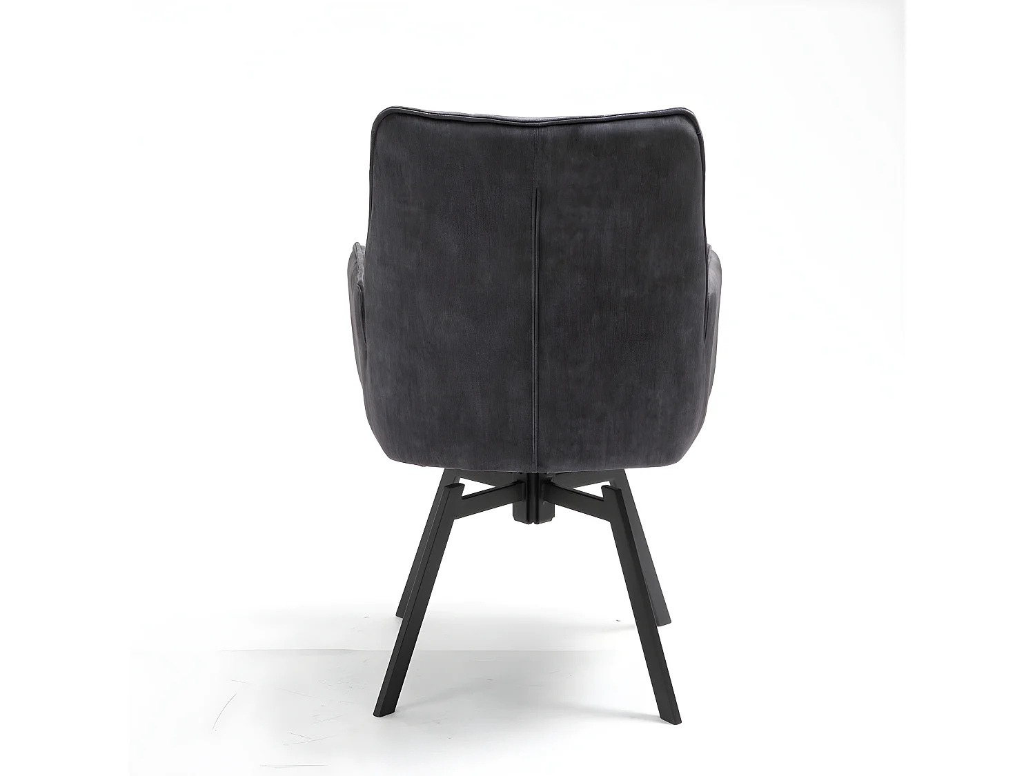 Stuhl 2er-Set - Stoff & schwarzes Metall - Dunkelgrau - KAYA