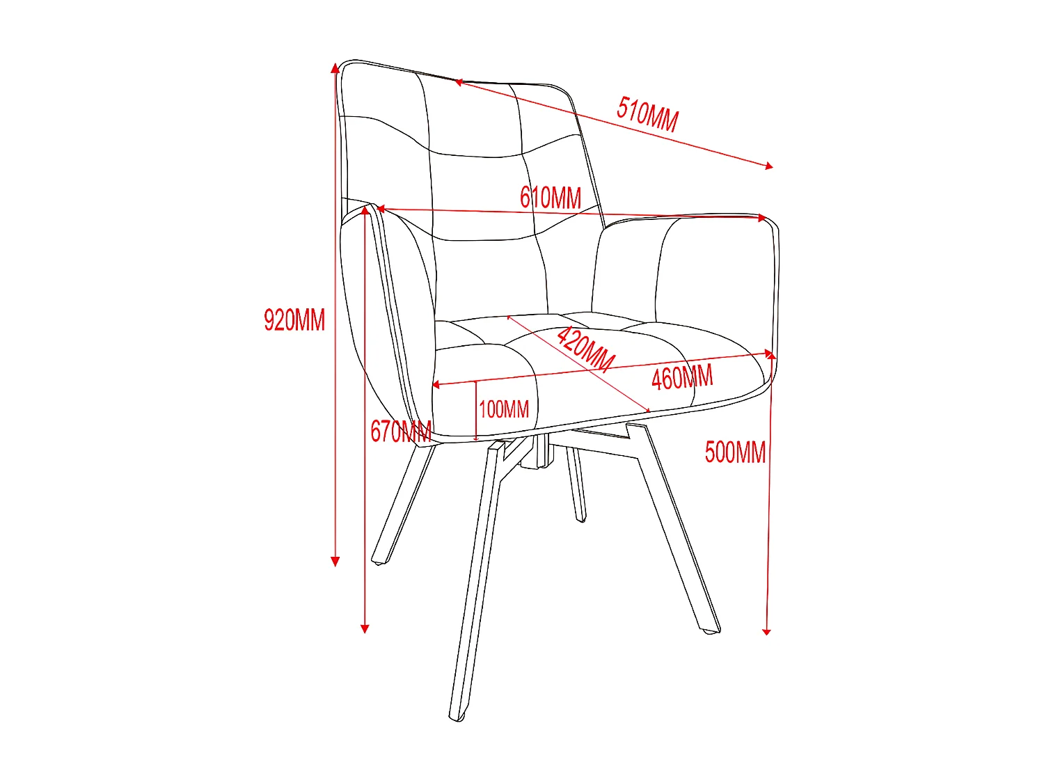 Stuhl 2er-Set - Stoff & schwarzes Metall - Dunkelgrau - KAYA